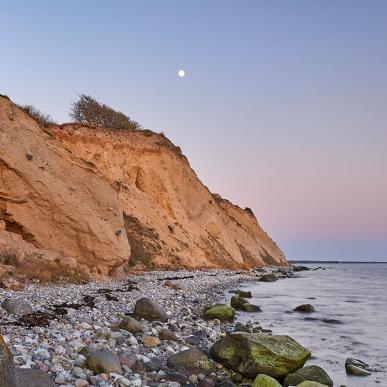 Ristinge klint i solnedgang